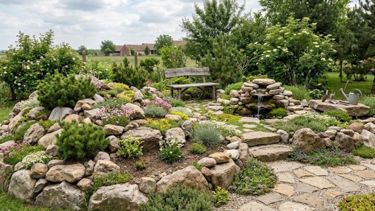 Steingarten anlegen Ideen mit Feldsteinen für eine naturnahe Gartengestaltung