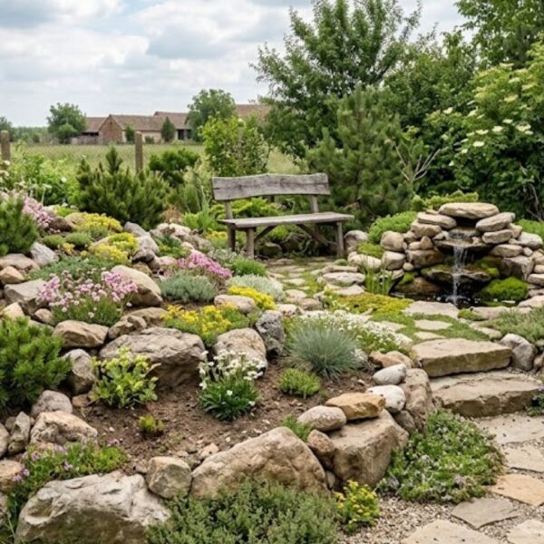 Steingarten anlegen Ideen mit Feldsteinen für eine naturnahe Gartengestaltung